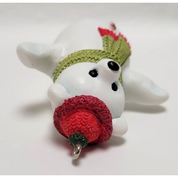 Vintage Hallmark 2002 Hollyday Hill Bear Snow Cub Green Scarf Club Ornament - Picture 5 of 6